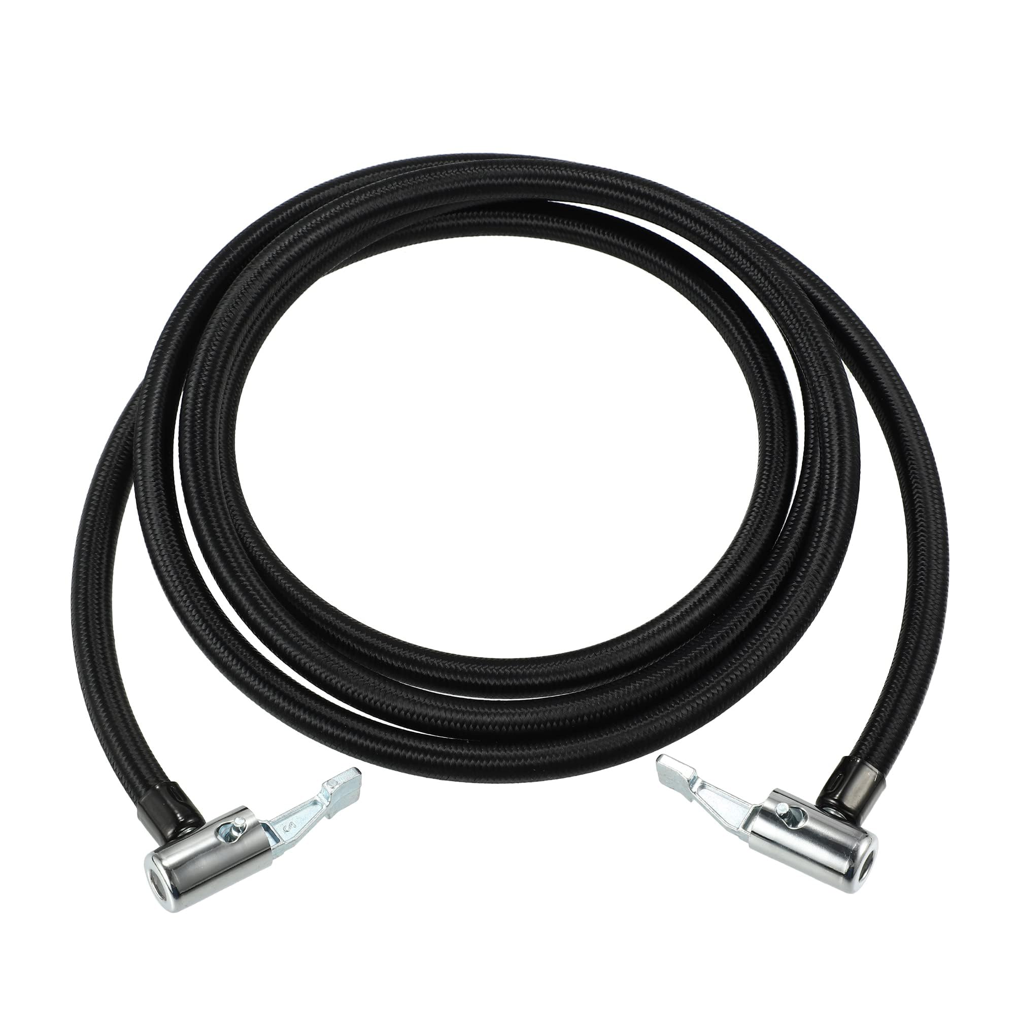 MACHSWON 79" Silver Tone Tire Inflator Hose Adapter Dual Lock On to Lock On Connection Air Chuck with Hose for Standard Tire Valve Fine Thread Without Air Release Valve