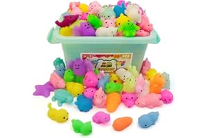 DITERYY 60 Pack Mochi Squishy Toys for Kids,Squishies Sensory Bulk Toys,Stress Relief Toys,Kids Party Favors Mini Animals Toys Set for Brithday,Festival Present,Easter Egg Fillers,Classroom Prizes