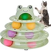 Gefryco Cat Toys 4-Tier Roller Track, Turntable Cat Tower Toy with Colorful Chase Balls, Multi-Level Interactive Cat Toys for