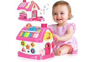 DREAMPARK Toys for 1+ Year Old Girl Gifts: Montessori Musical Toddler Toys Age 1-2 - 8-in-1 Multi-Functional House Educational Baby Toy 6-12 12-18 Months - First Birthday Gift for 1 2 Year Old Girls Boys Kids