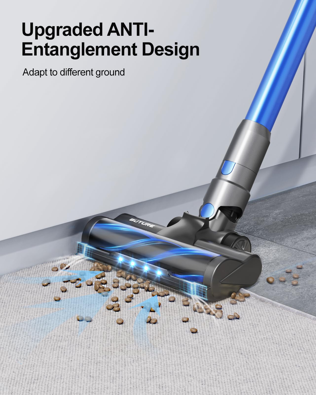 BuTure Cordless Vacuum Cleaner, 38Kpa Stick Vacuum with Charging Dock Brushless Motor 450W, Vacuum Cleaner for Home Automatically Adjust Suction, Wireless Vacuum for Pet Hair/Carpet/Hard Floor