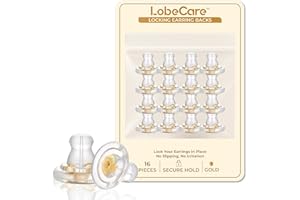 Earring Backs, 18K Gold Silicone Locking Replacement Earring Backs for Studs, Secure Backs for Droopy Ears, Soft Hypoallergen