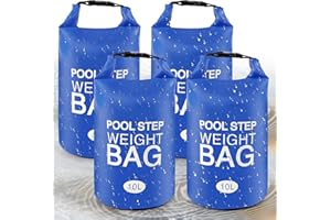 WHUMSDOG Universal Pool Step Weights, Waterproof Swimming Pool Ladder Weights 10l No Breaken Above Ground Pool Ladder Sand Bags, Foldable Pool Stair Weights for Pool Steps, Easy&Quick Fill Sand(Bule-4PCS)