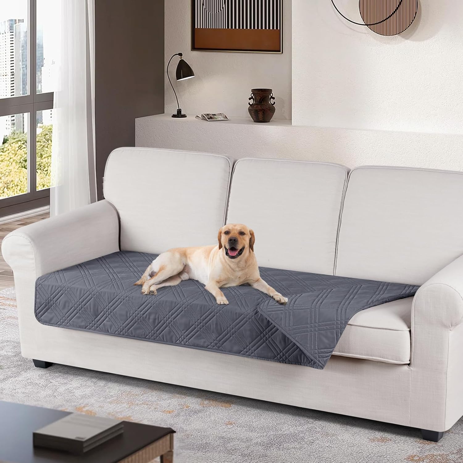 Slipcovers - TAOCOCO 100% Waterproof Couch Cushion Cover Reversible Sofa Seat Cover for Dogs Pets Chaise Couch Cover for Sectional Sofa U Shape Couch Furniture Protector Sofa Slipcover(Sofa, Dark Grey)