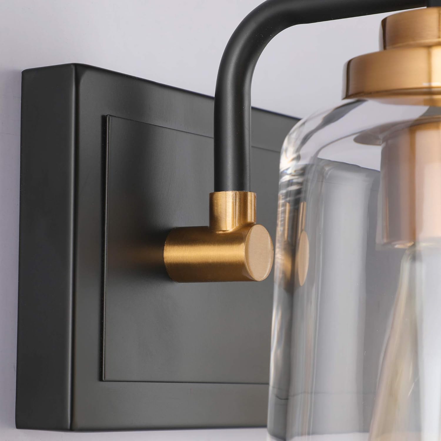SOLFART Vintage Vanity Lighting Fixtures for Bathroom Modern Glass Shade Black with Bronze Wall Lamp Sconce Lights for Bath S8580 4 Lights: Home Improvement