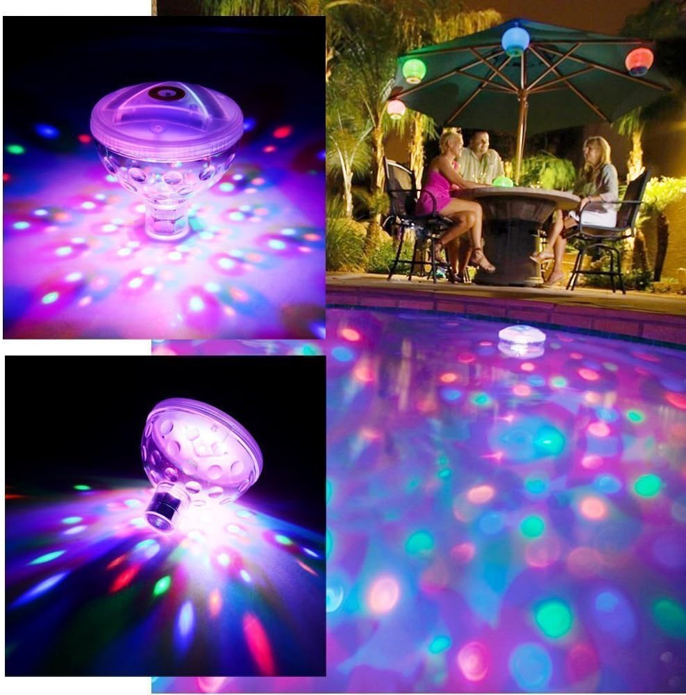 2PCS Swimming Pool Colorful LED Light - Bath Toys Floating Lamp for Kids Baby Toddler - Light Up Your Bathing Time