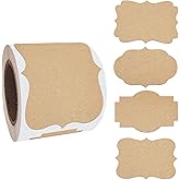 2" x 3" Kraft Label Stickers Writable Gift Labels, 200PCS Self-Adhesive Brown Labels for Essential Oil Bottle, Jars, Food Storage or Gift Decoration