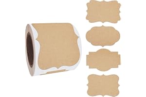 SALEMAR 2" x 3" Kraft Label Stickers Writable Gift Labels, 200PCS Self-Adhesive Brown Labels for Essential Oil Bottle, Jars, Food Storage or Gift Decoration