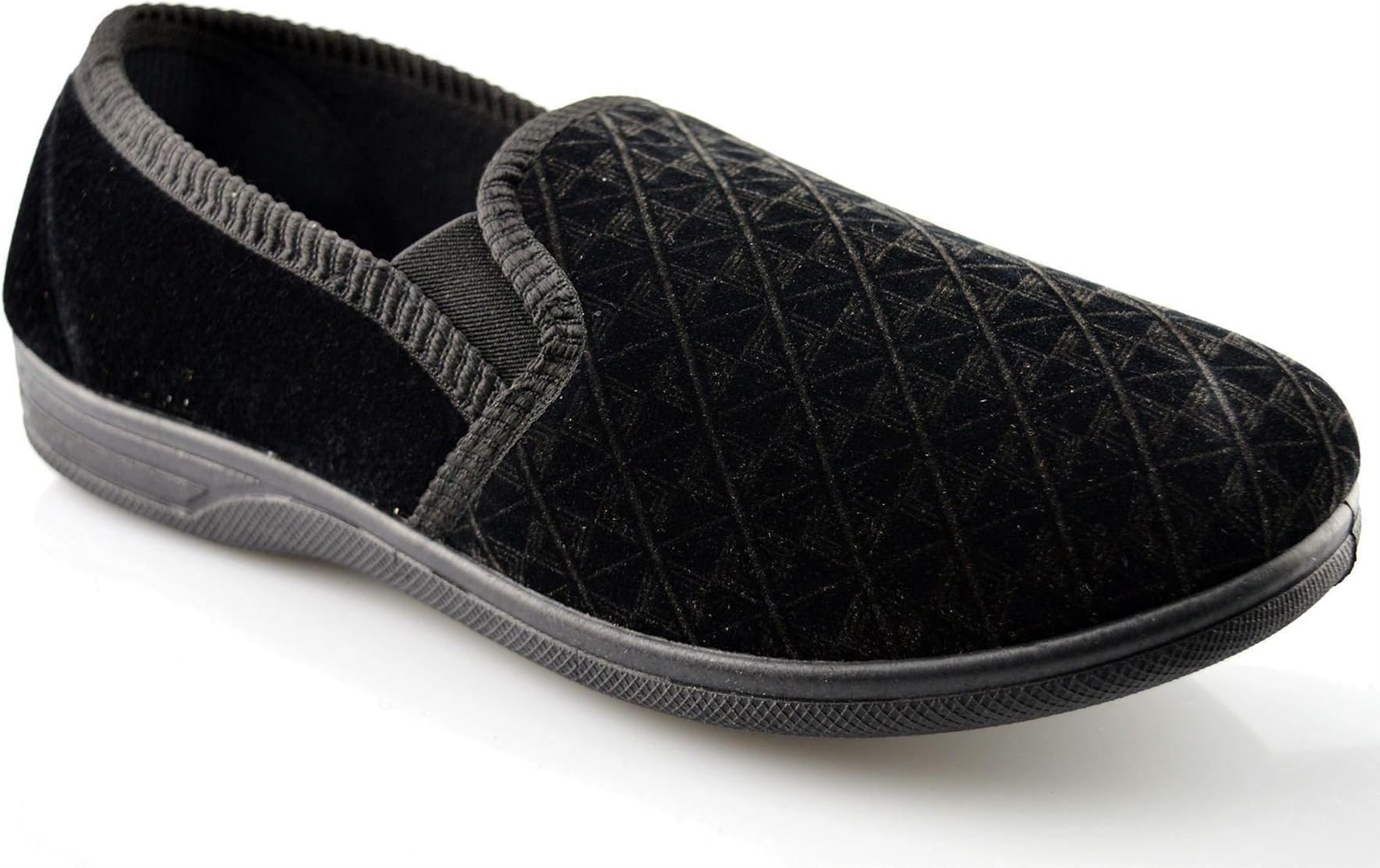 Mens New Boxed Slip On Velour Twin Gusset Slippers Shoes Size 6-16