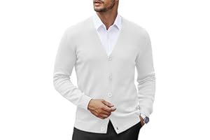 COOFANDY Men's V Neck Cardigan Sweater Casual Lightweight Button Down Knitted Cardigan Sweater