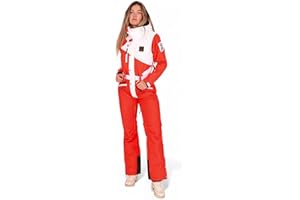 OOSC Stardust Womens Ski Suit | Red and White | Waterproof, Breathable & Insulated Synthetic | Recycled Polyester