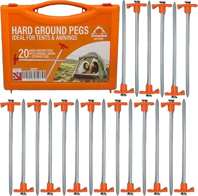 Xtremeauto Heavy Duty Tent Pegs 20 Pack Ground Stakes with Storage Case