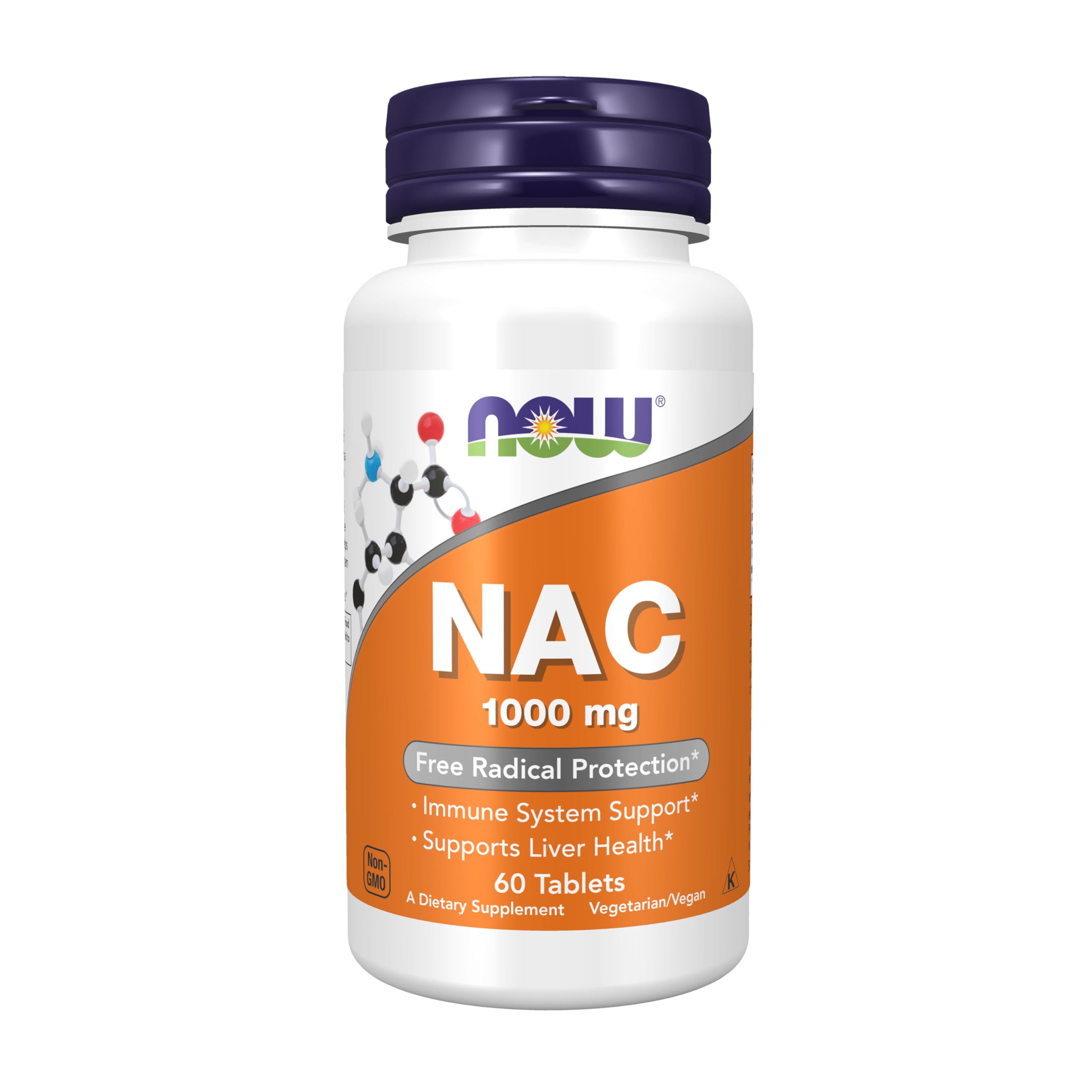 NOW Foods Supplements, NAC (N-Acetyl-Cysteine) 1,000 mg, Free Radical Protection*, 60 Tablets
