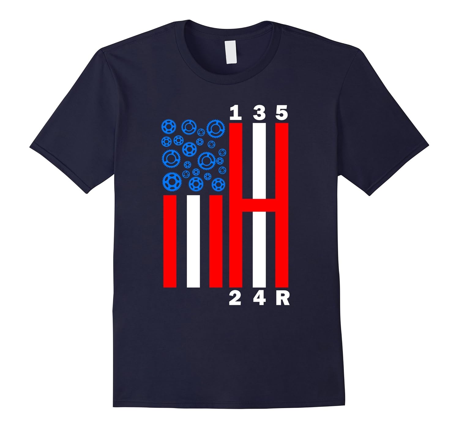 American Flag Stick Shift Manual Car Mechanic Gift T-Shirt-Rose