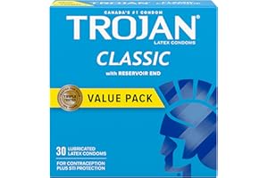 TROJAN Classic Lubricated Latex Condoms, 30 Count, Smooth Design With Special Reservoir End for Extra Safety, Silky Smooth Lu