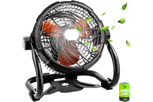 RUNTOP 12" High Velocity Floor Fan, 30000mAh Rechargeable Fan, up to 36H Portable Battery Operated Fan, Large Camping Fan, 360° Adjustable Tilt Cordless Industrial Camping Fan with Led Light