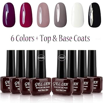 Amazon Com Gellen Classic Gel Nail Polish 6 Colors With Base Coat Amazon Com Gellen Classic Gel Nail Polish 6 Colors With Base Coat