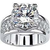 925 Sterling Silver Shiny Gem Ring Cubic Zirconia Rings CZ Diamond Multi Row Ring Eternity Engagement Wedding Band Ring for Women (US Code 10)