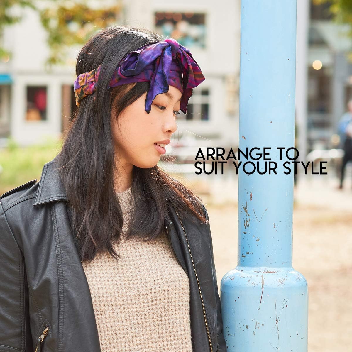 Tie-Dye Womens & Mens Workout Headband, Hand-dyed Elastic Hippie Tie Sweatband for Sports & Fashion C - Image 3