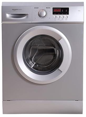 AmazonBasics 7 kg Fully-Automatic Front Load Washing Machine (Grey/Silver, In-built Heater, Self cleaning technology)