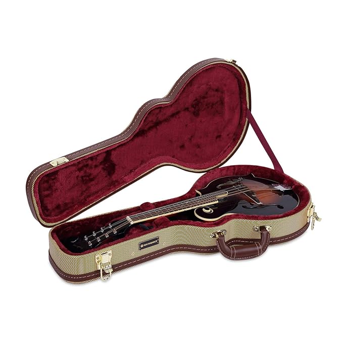 Crossrock Deluxe Wood Hard Case for Fstyle Mandolin, Tweed(CRW600MFTW