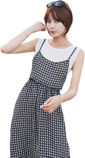 Amazon 春夏 ワンピコーデ チェック チェックワンピ キャミソール ボヘミアン ビーチワンピース シフォンワンピ 夏ワンピース 大人 可愛い マキシ Aライン 謝恩会 ワンピース 夏 結婚式 上品 フォーマル 切り替え ワンピ エレガント フェミニン ロング カジュアル