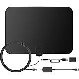 TV Antenna, HDTV Indoor Amplified HDTV Antenna 1080P 60 Mile Range with Detachable Amplifier Signal Booster, 16.5FT High-Performance Coax Cable and USB Power Supply (2018 Newest Upgraded Version)