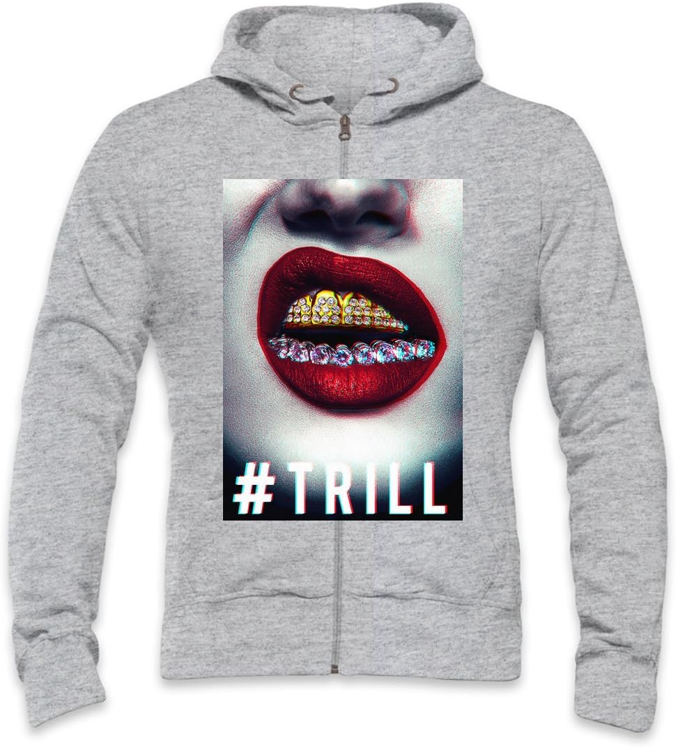 Asap Rocky Gold Teeth Diamond Red Lips Trill Mens Zipper Hoodie