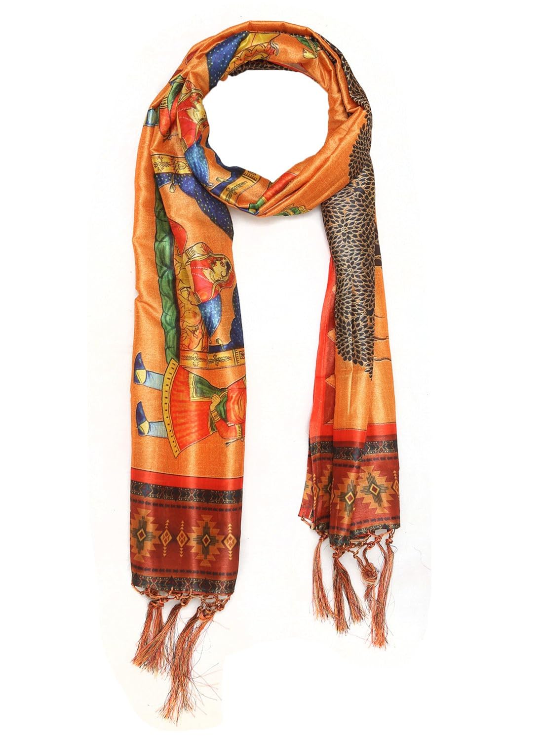 grishti orange printed womens silk stole