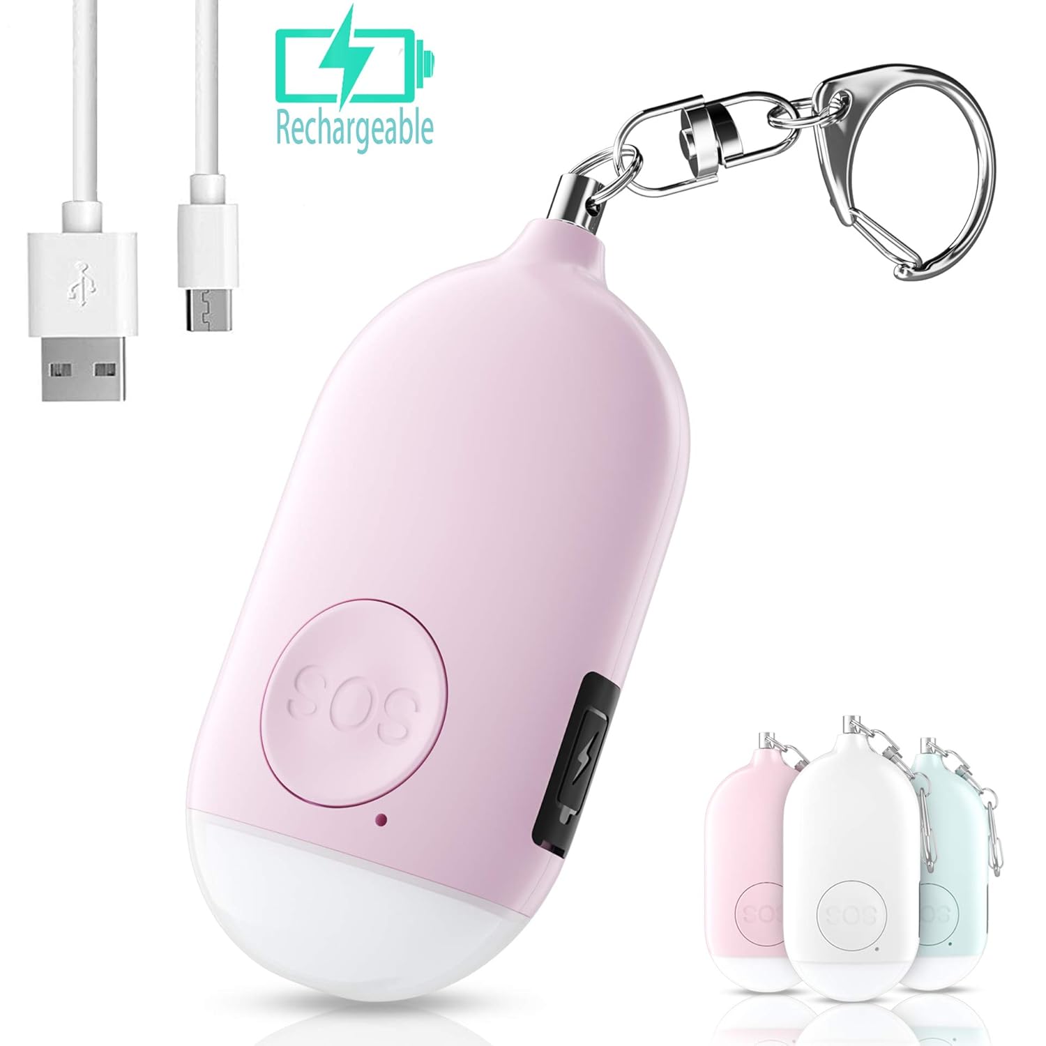 Rechargerable Self Defense Alarm Keychian with Emergency Mini LED Flashlight