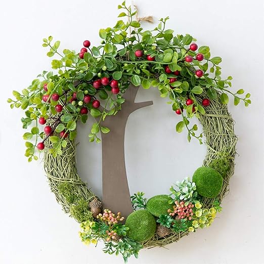 Summeone Planta Verde Artificial Guirnalda De La Flor De Pared De