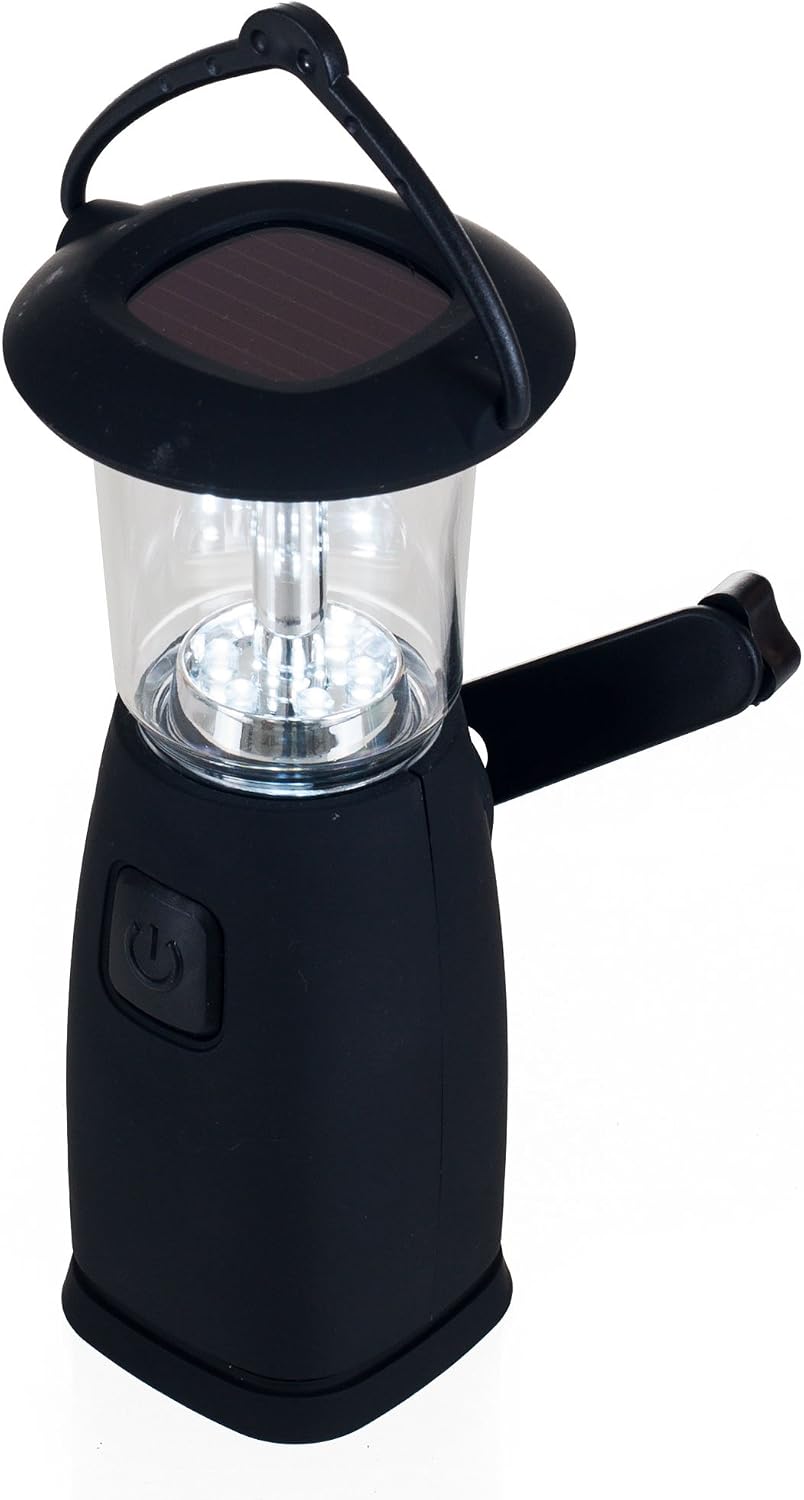 Whetstone Camping 6 LED Solar and Dynamo Powered Lantern, Black, 3" W x