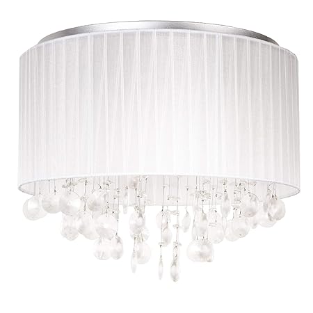 Runde Deckenleuchte / Deckenlampe LED von [lux.pro]® - Modernes Design: Aluminium, Stoff, Triton Crystal-Leuchte - 4 x G9 Soc
