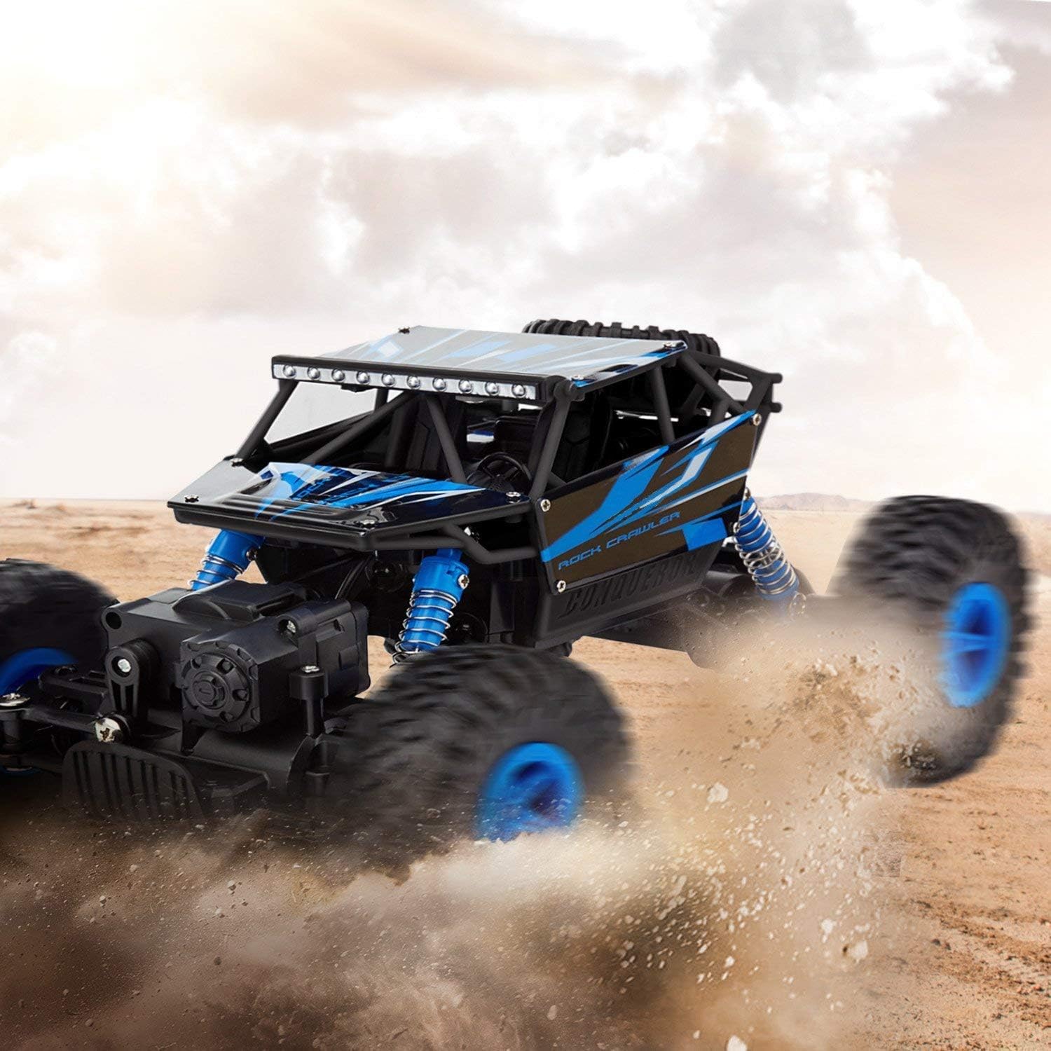 SZJJX RC Cars Off-Road Remote Control Car Trucks Vehicle 2.4Ghz 4WD Powerful 1: 18 Racing Climbing Cars Radio Electric Rock Crawler Buggy Hobby Toy for Kids Gift-Blue: Toys & Games