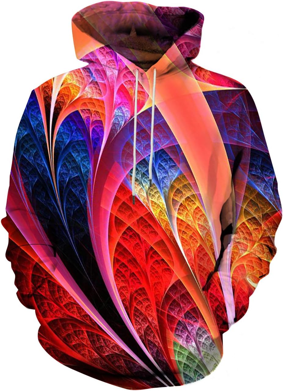 Linnhoy Unisex Realistic 3D Digital Print Pullover Hoodie Hooded Sweatshirt, XX-Large
