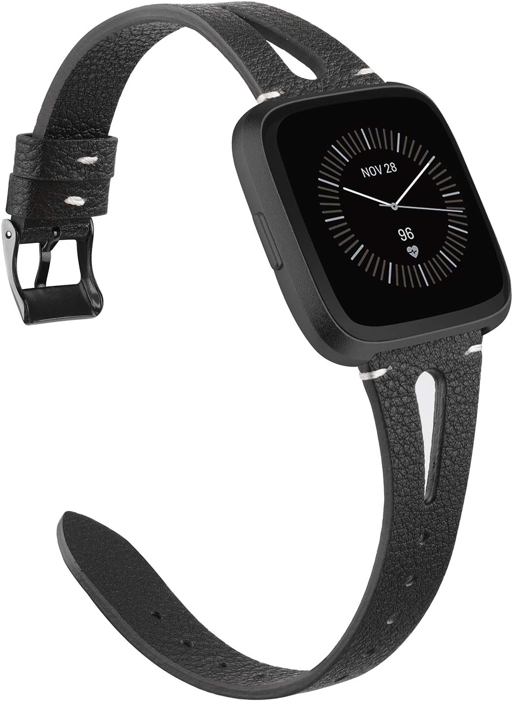 TOYOUTHSLeather Strap Compatible with Fitbit Versa/Versa 2/Versa Lite Bands for Women Men Genuine Leather Breathable Sport Wristbands with Ventilated Hole Replacement for Versa 2 Special Edition