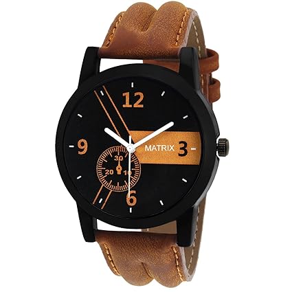 Casual Analogue Tan Leather Strap Multicolour Dial Watch For Boys & Men-WCH-170