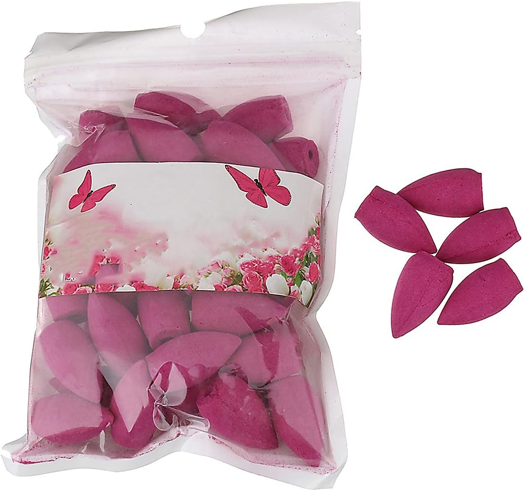 45PCs/Bag Backflow Incense Sticks Fit for Backflow Incense Burner Holder, Tibetan Incense Backflow Incense Cones Flower Scent Incense Sticks (Rose Scent)