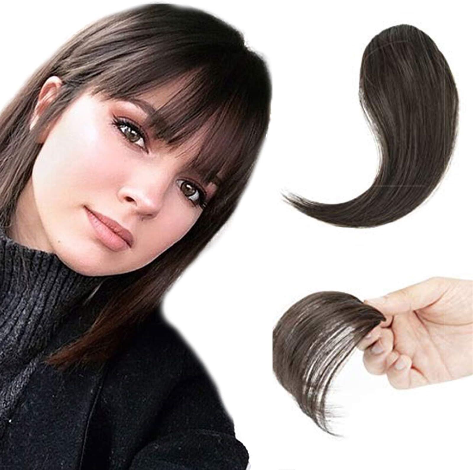 Front Fringe Clip in Synthetic Hair Extensions One Piece Striaght Air Fringe Hair Piece Accessories Bangs with Hair Temples