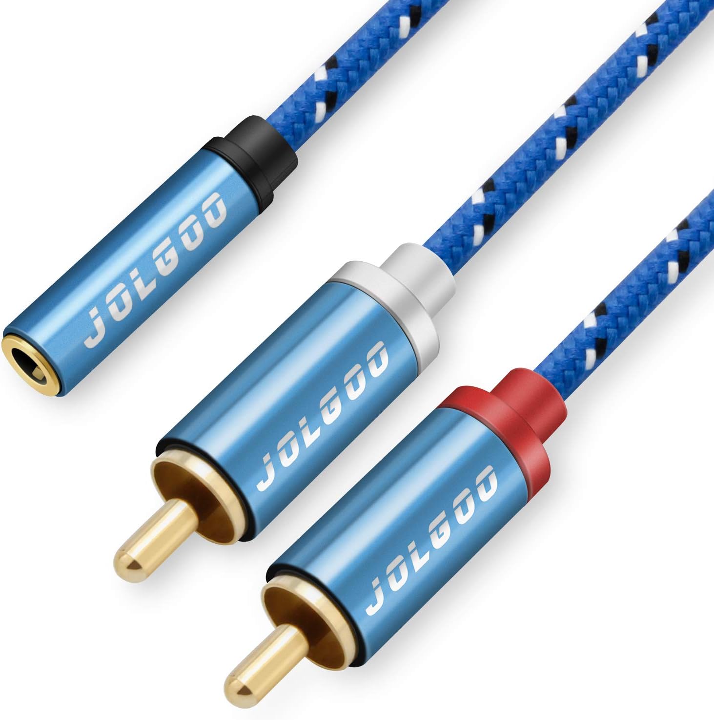 JOLGOO 3.5 mm Female TRS to Dual RCA Stereo Breakout Cable, Black Nylon Braided, 3.5mm Female to 2 Male RCA Adapter Audio Stereo Cable, 16 Inch/40cm: Home Audio & Theater
