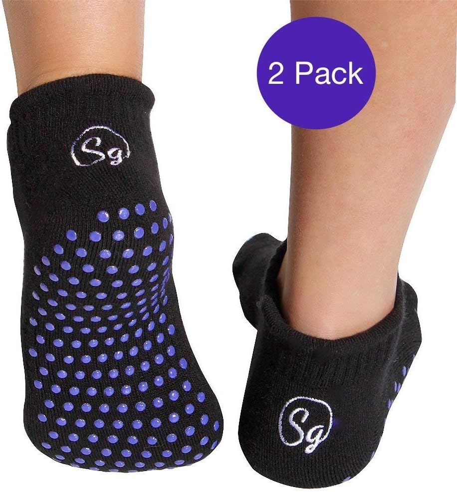 Sock Grippers Non Slip Grip Socks for Hospital Rehabilitation Nursing Home Chemo Physio and Elderley Bamboo Slipper Socks. Prevent Falls with Safety Gripper Socks (2pack)