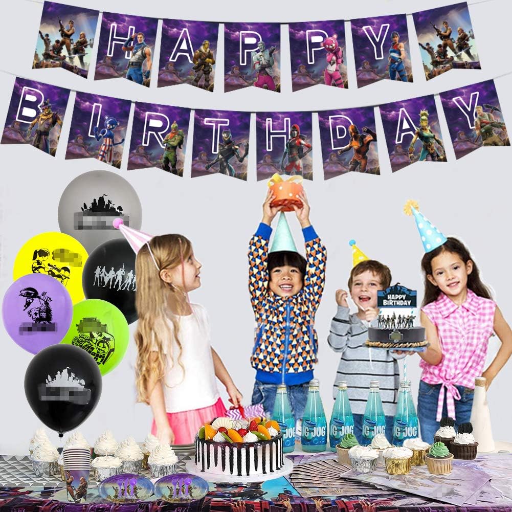 Humfoo Video Game Birthday Party Supplies and Decorations|Happy Birthday Banner|Cake Topper|Cake Cutter|Napkins|Plates|Cups|Utensils|Table Cloth |Latex Party Balloons|Foil Balloons/Game Party Favor: Health & Personal Care
