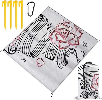 Wincan Couverture De Pique Nique 140x150cm Tatouage Au Crayon Dessin Sablier Romantique Symbole De L Amour Eternel Avec De La Musique De Roses Couvertures De Plage En Plein Air Tapis Etanche Au Sable Amazon Fr Jardin