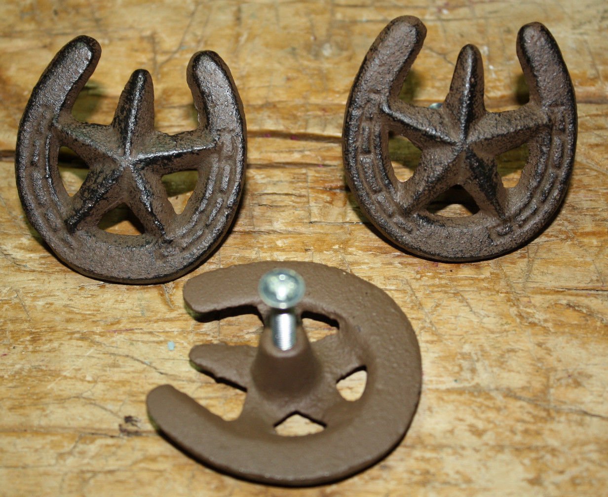 Barn Handle 6 Antique Style Horseshoe Star Drawer Pull Door