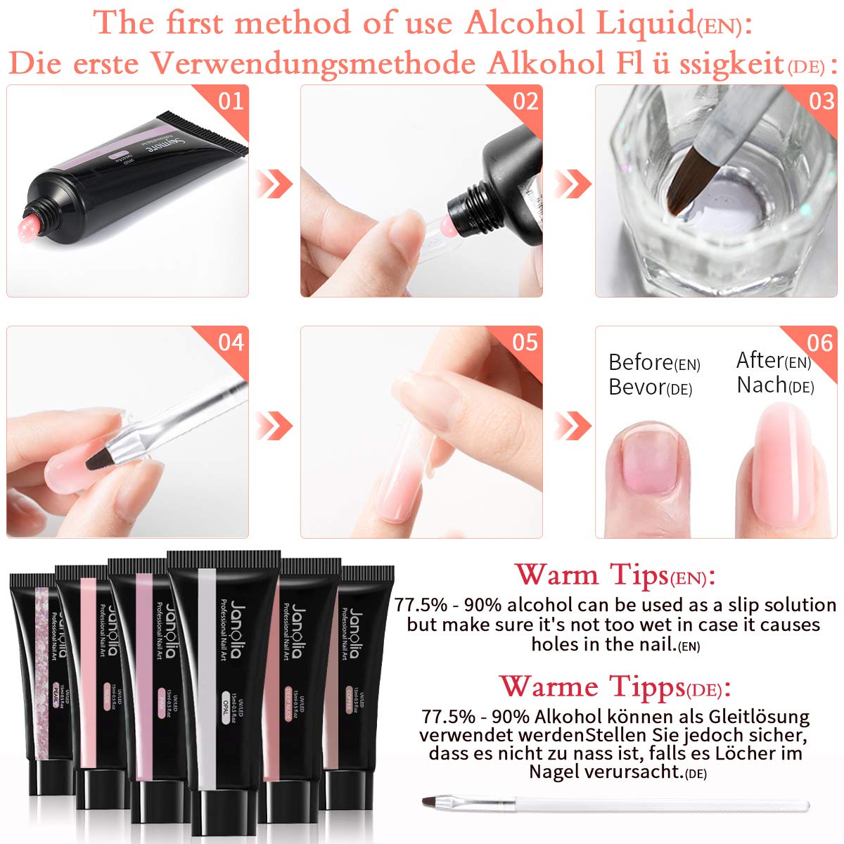 Janolia Nagelverlängerung Kit für Nägel, Gel Builder Nails Starter Set