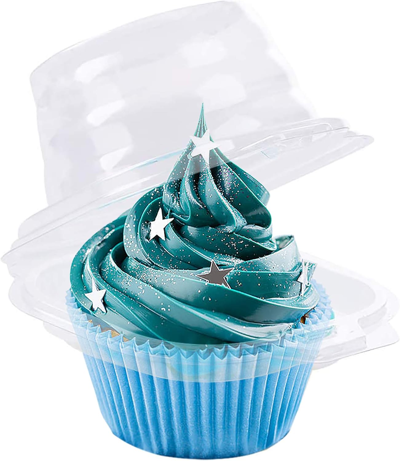 Cupcake Boxes, 50 PCS Single Compartment Individual Cupcake Containers, Disposable Stackable Cupcake Holder, Deep Dome, Clear Plastic, BPA-Free, Special Cupcake Boxes Individual for Holiday Party