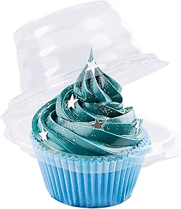 Cupcake Boxes, 50 PCS Single Compartment Individual Cupcake Containers, Disposable Stackable Cupcake Holder, Deep Dome, Clear Plastic, BPA-Free, Special Cupcake Boxes Individual for Holiday Party