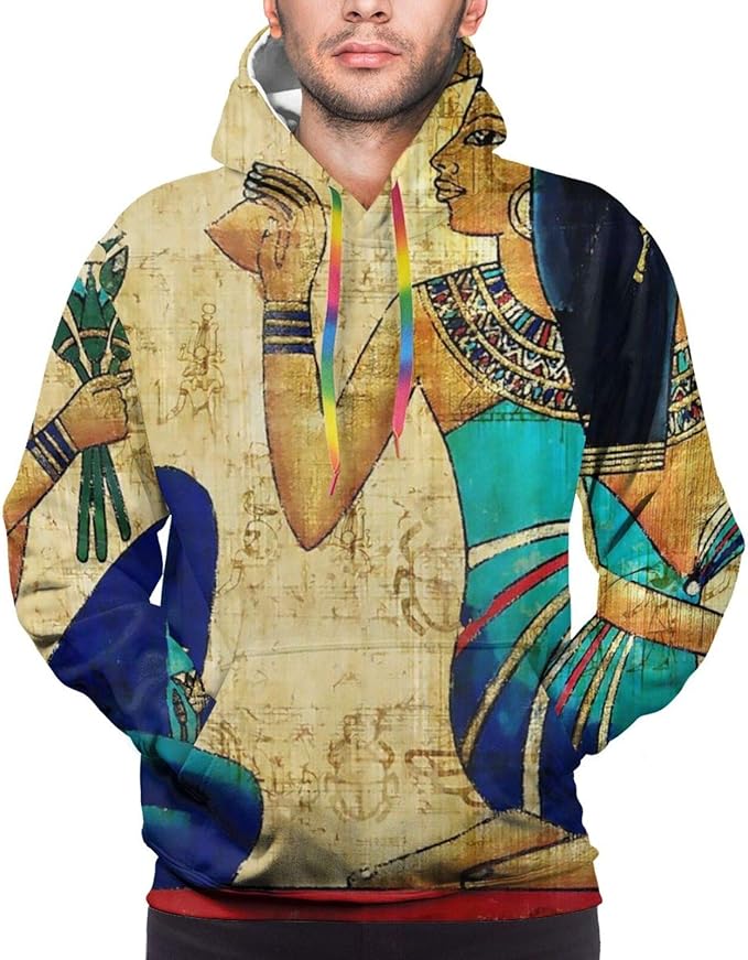 PNNUO Mens HoodiesAncient Egypt Vector Hoodies For Men