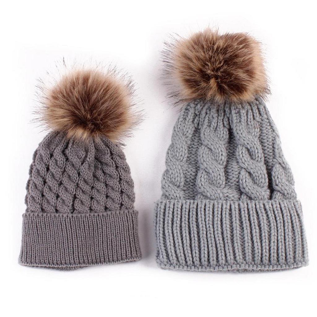 mum and baby pom pom hat