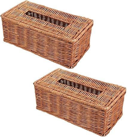 DIMPLEYA Bambú y Caja Tejida de la Rota, Cesta Rectangular de Papel del